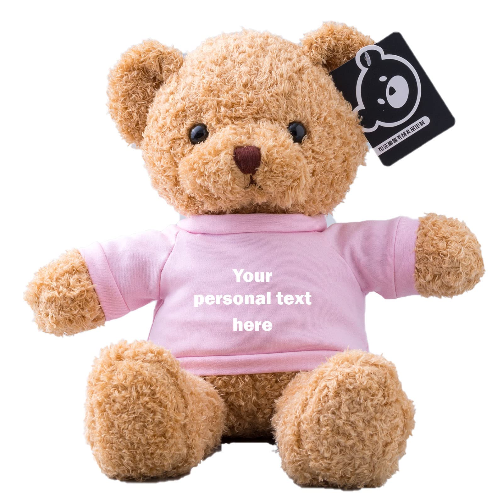 Personalised Teddy Bear Stuffed Animal with Customised Text, Stuffed Bear as Personalised Gift for Women/Men on Valentines' Day/Birthday/Anniversary 12inch-T Shirt-Pink