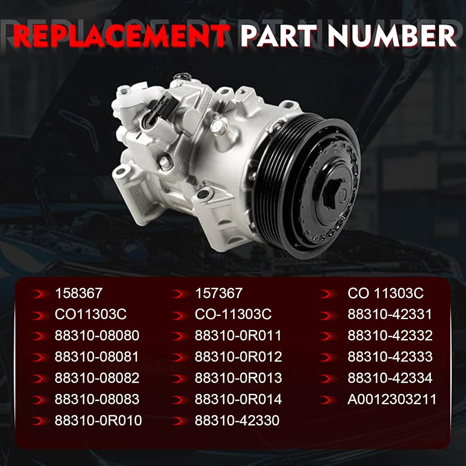 Air Conditioner AC Compressor with Clutch Compatible with Toyota Camry 2012-2017 2.5L, RAV4 2009-2012 2.5L, Sienna 2011-2013 2.7L Replace 88310-08080, 88310-08081, 88310-08082, 88310-08083