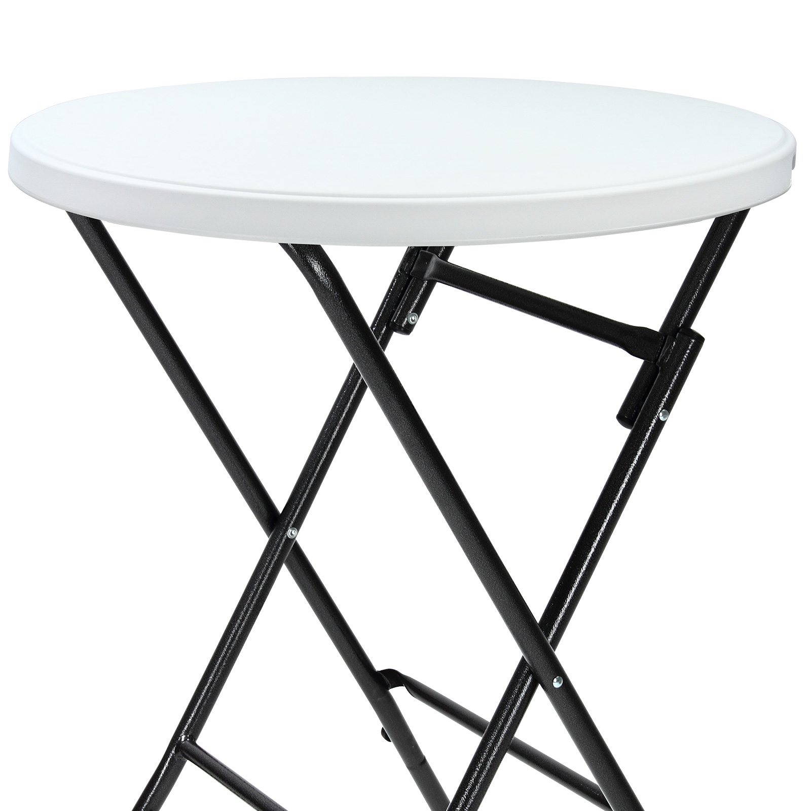 CASARIA® Set 2 Mesas Altas Bar Ø 72 cm Redonda 110 cm Altura Plegable Mesa Bistró Jardín Eventos Blanco