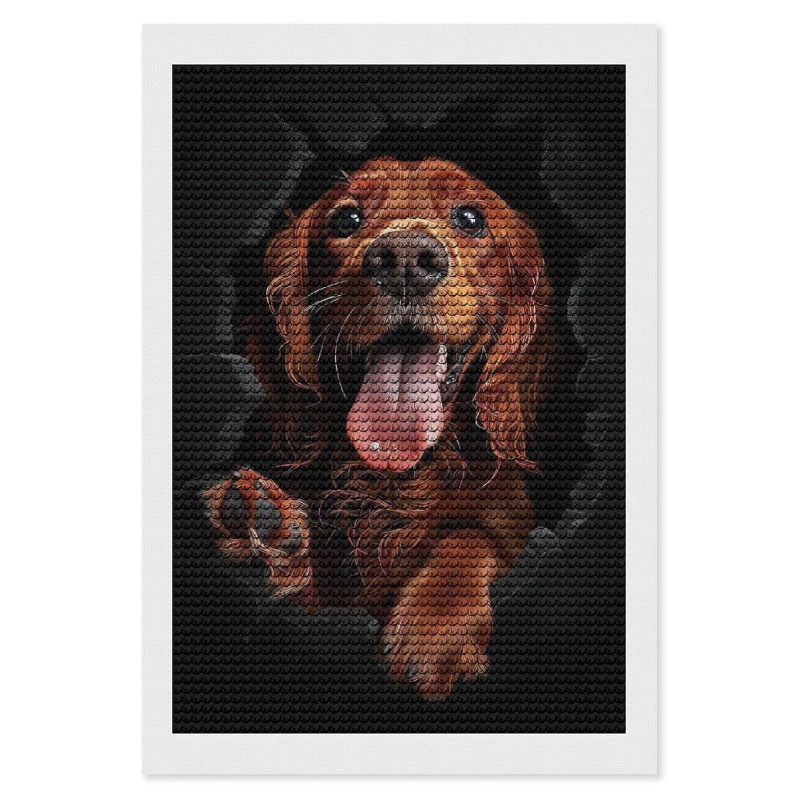 Junmoney Irish Setter Diamond Painting Canvas Set 8"x12", Easy to Enjoy, Adhesive Canvas, Office Decor, Holiday Gift Idea, with Tool Kit