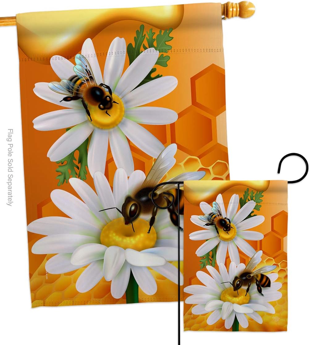 Sweet Honey House Flag Garden Friends Butterfly Ladybugs Dragonfly Bee Springtime Insect Natural Wildlife Small Decorative Gift Yard Banner Made In USA 28 X 40