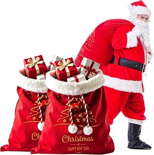 Aothotop Santa Sack Red Velvet: 40x27 Inch 2Pack Large Christmas Gift Storage Bag - Jumbo Santa Sacks Drawstring Christmas Bags - Reusable Heavy Duty Package for Packing Toys Candy Presents