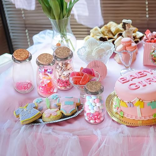 Miniatura 6 de 24 botellas de baby shower con texto en inglés "It's a Girl" de 3.4 fl oz, tarro de leche rosa, tarros decorativos de cristal para dulces con tapas