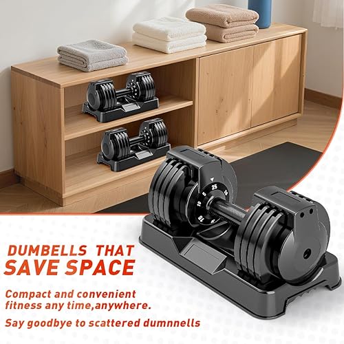 Miniatura 5 de 25/55lbs Adjustable Dumbbells Set, Dumbbells with Anti-Slip Metal Handle for Exercise & Fitness Fast Adjust Weight for Full Body Workout Fitness