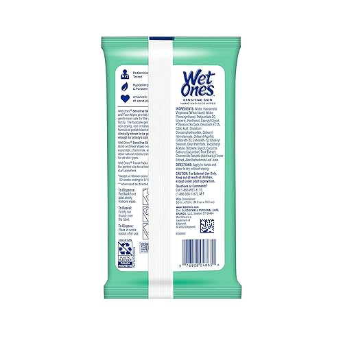 Miniatura 6 de Wet Ones Toallitas de mano, toallitas para piel sensible  Estuche de toallitas de viaje, toallitas de mano y cara  20 unidades de toallitas de