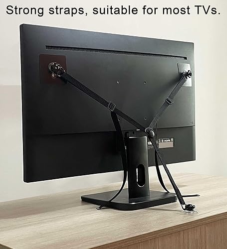 Miniatura 2 de Paquete de 3 correas de seguridad para TV de pantalla plana sin taladro, kit de anclaje ajustable para muebles antipunta para bebés