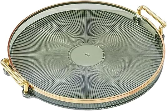 Compatible For Round Storage Tray Home Living Room Coffee Table Tea Cup Plate Acrylic Aromatherapy DecorGreen