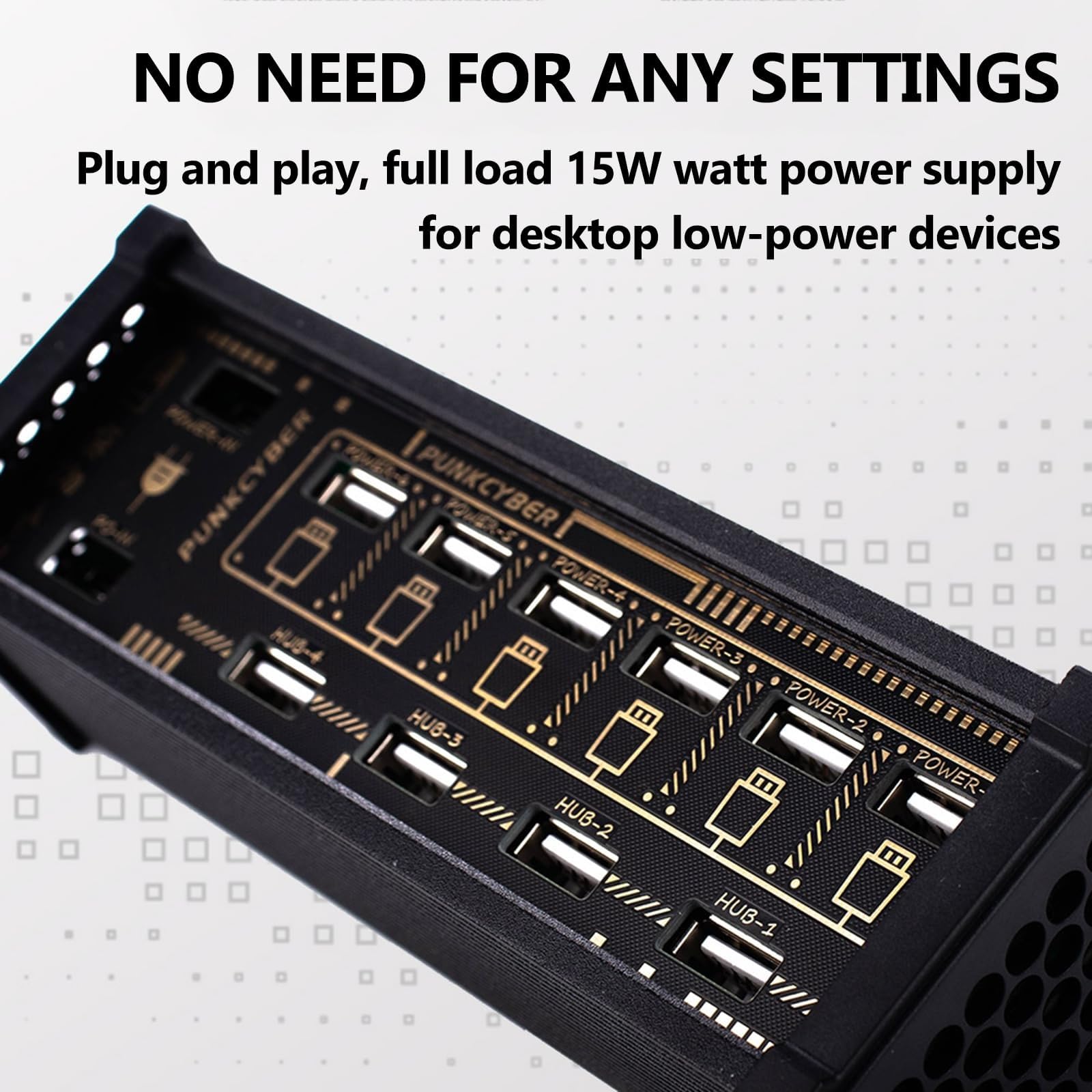 6-portowy przełącznik USB, 6-portowa stacja dokująca USB, 9 praktycznych portów wejściowych USB, funkcja sterowania głosem, transfer danych, do telefonów, tabletów, gadżetów
