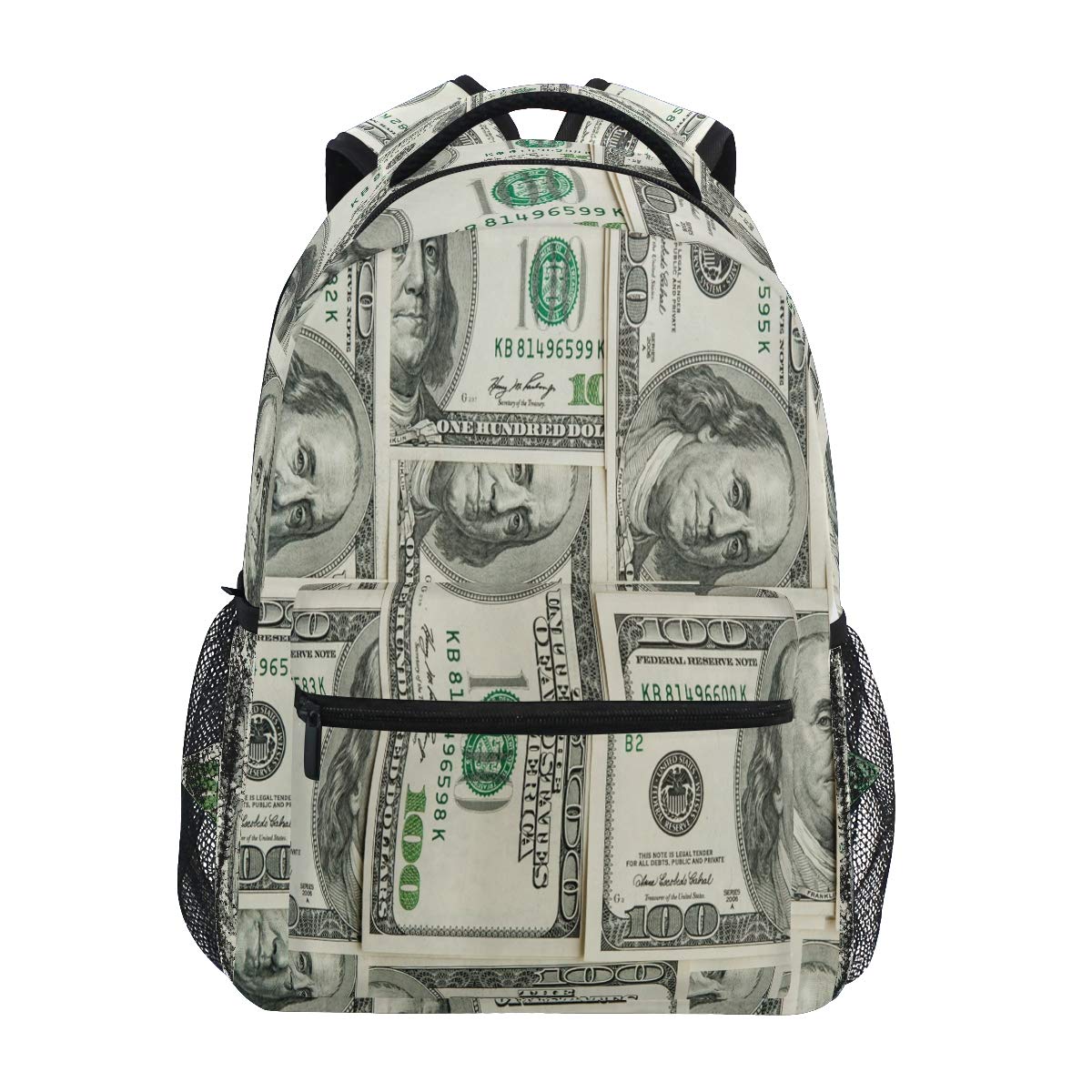 BEETTY Backpack for Girls Kids Boys Teens Money Print Lightweight Durable Bookbag School Bag Laptop Bags Travel Hiking
