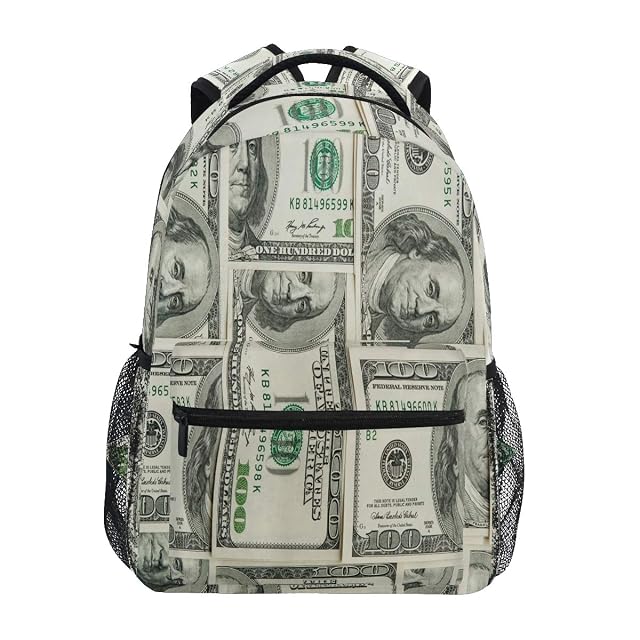 BEETTY Backpack for Girls Kids Boys Teens Money Print Lightweight Durable Bookbag School Bag Laptop Bags Travel Hiking