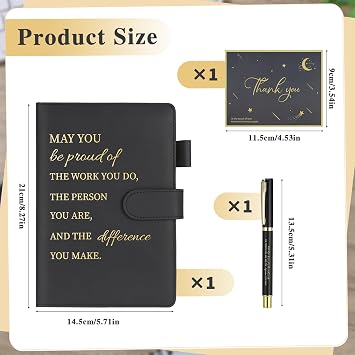 Thank You Gifts Employee Appreciation Inspirational Notebook Gift Black