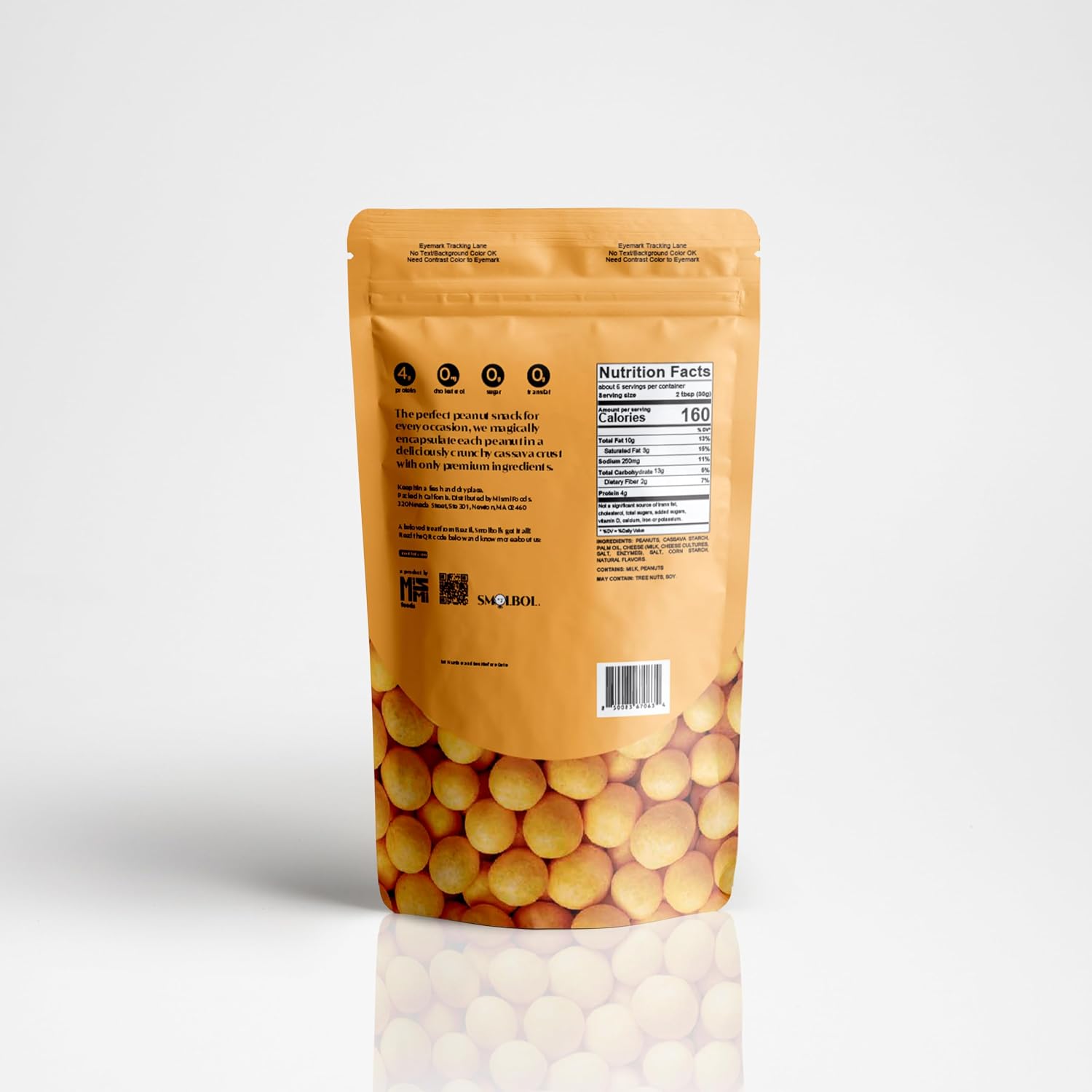 SMOLBOL Crunchy Coated Peanuts | CHEDDAR | 6 Ounce (Pack of 4)