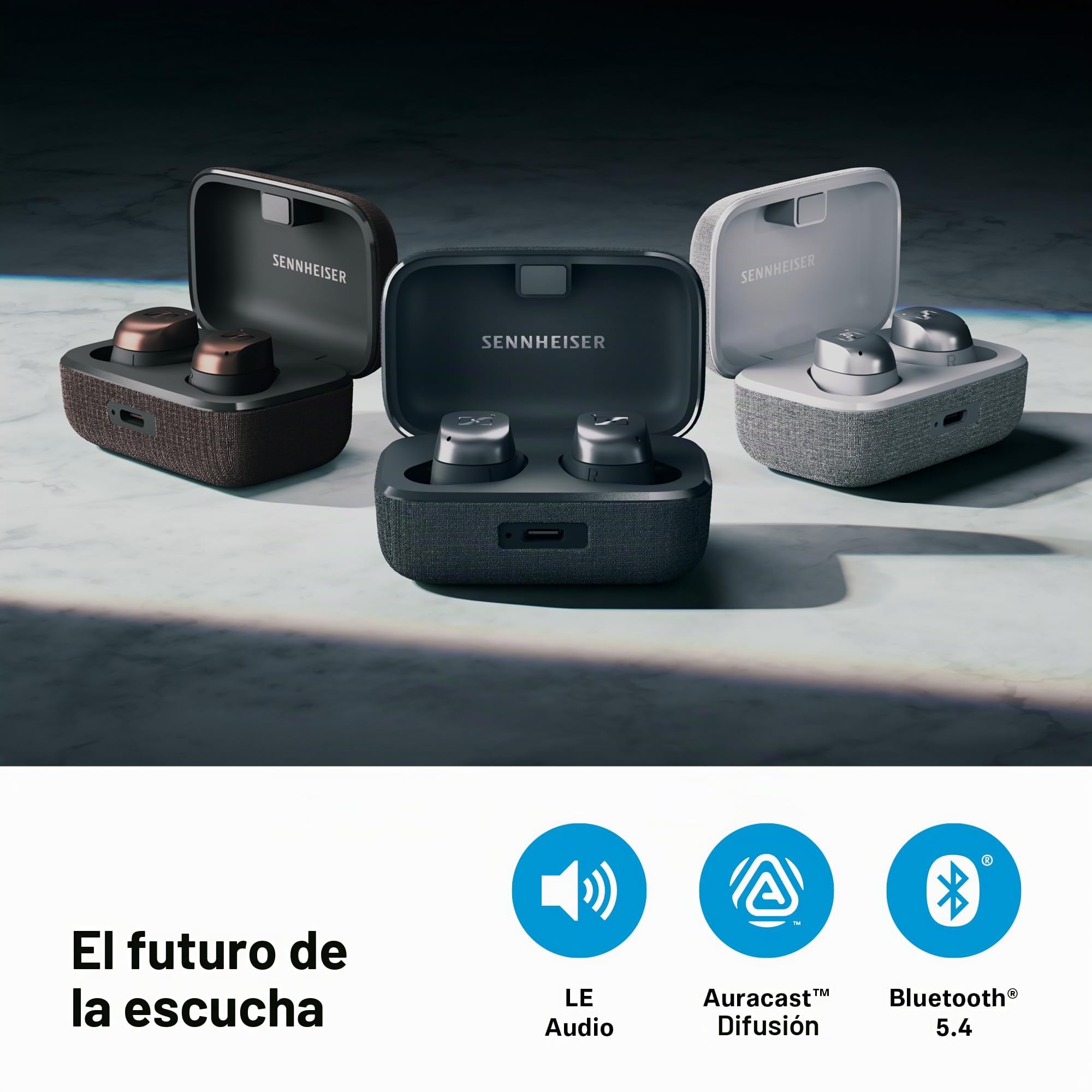Sennheiser MOMENTUM True Wireless 4 auriculares inteligentes - Bluetooth 5.4, sonido nítido, diseño cómodo, 30 horas de autonomía y cancelación de ruido activa adaptativa - negro cobrizo
