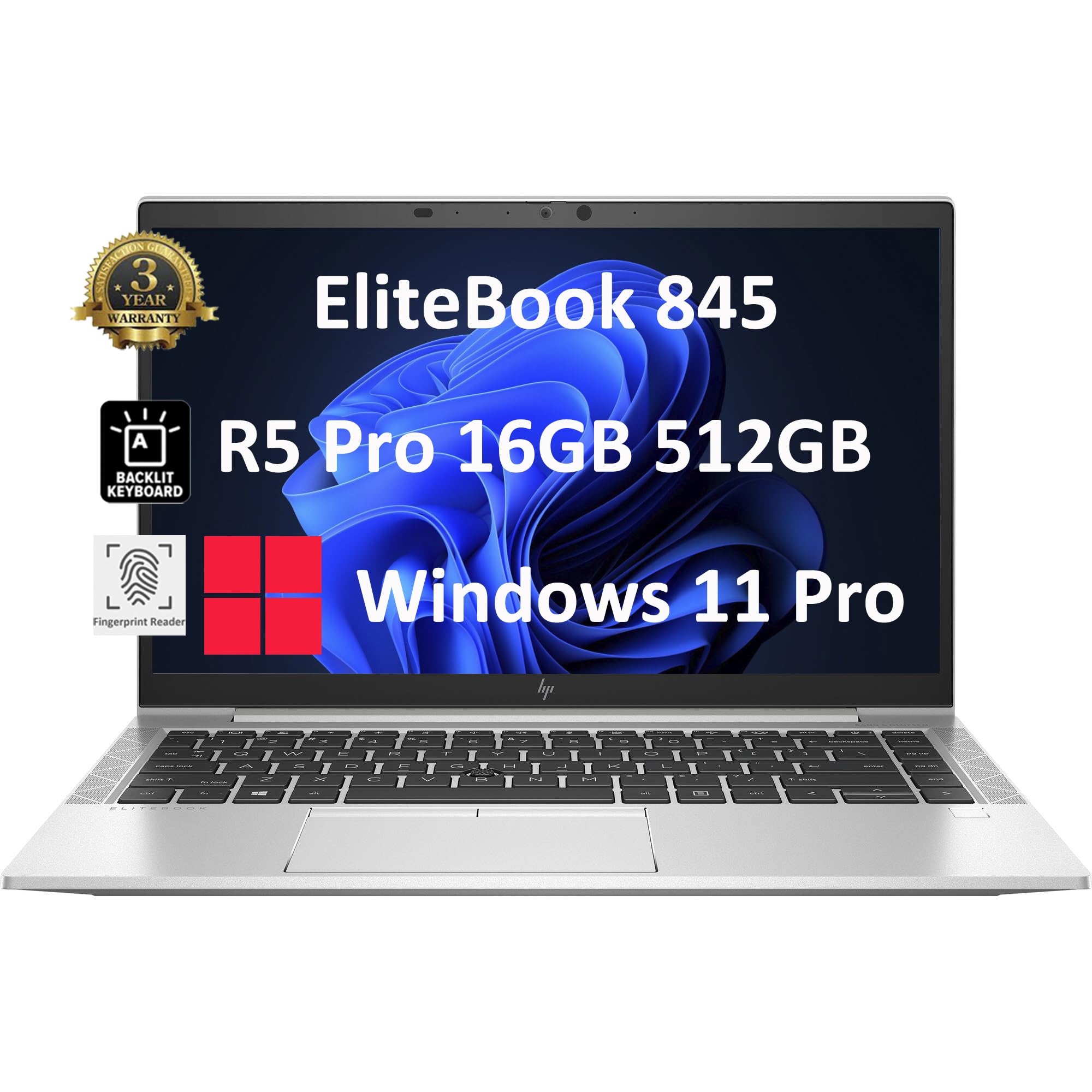 HP EliteBook 845 G8 Business Laptop (14" FHD, AMD Ryzen 5 PRO 5650U, 16GB RAM, 512GB SSD, Beats i5-1145G7) 3-Yr Warranty, Long Battery Life, Backlit, Fingerprint, Wi-Fi 6E, Webcam, Win 11 Pro, Silver