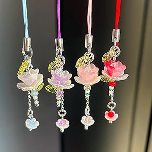 Amazon.com: Agromusk Blue Flower Phone Charms,Cute Beaded Lotus