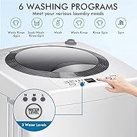 Vista 4 de COSTWAY Portable Washing Machine, 8Lbs Capacity Full-automatic Washer with 6 Wash Programs, LED Display, 3 Water Levels, Compact Laundry Washer and