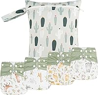 HappyFlute 9 Sets Reusable Newborn Cloth Pocket Diapers Adjustable 6-33lbs Boys Girls + Wet Bag & Inserts (AD10)