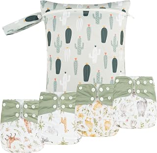 HappyFlute 9 Sets Reusable Newborn Cloth Pocket Diapers Adjustable 6-33lbs Boys Girls + Wet Bag & Inserts (AD10)