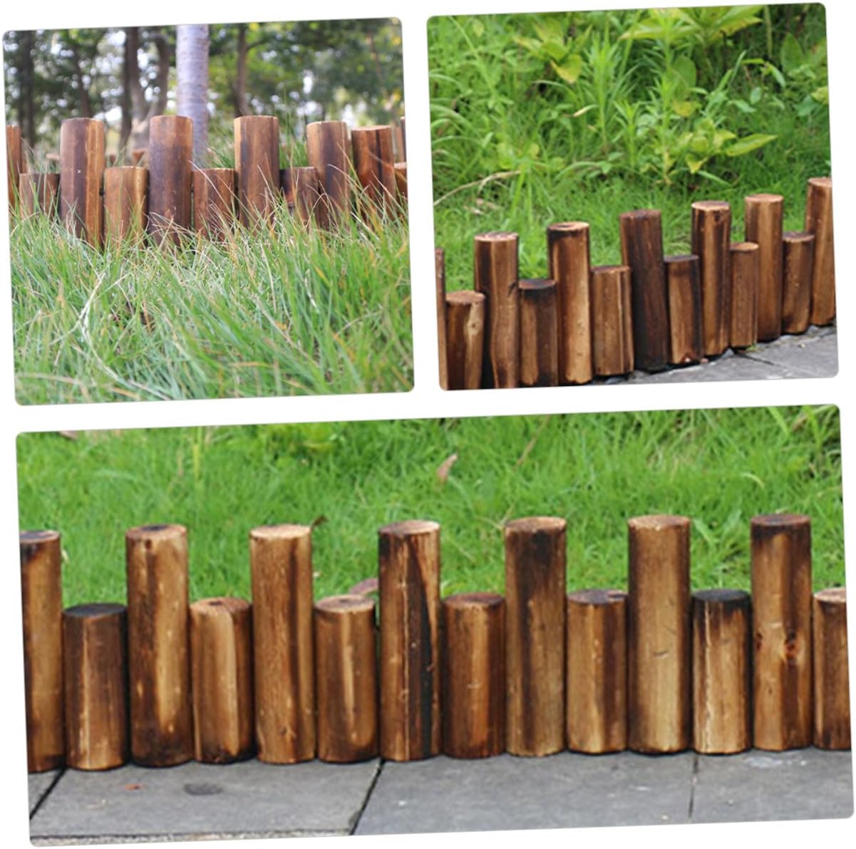 Wood Garden Edging Fence Decorative Outdoor Landscape Border for Flowerbeds Lawn Patio Safe Wood Material Reusable Rustic Divider for Courtyard and Garden Decor