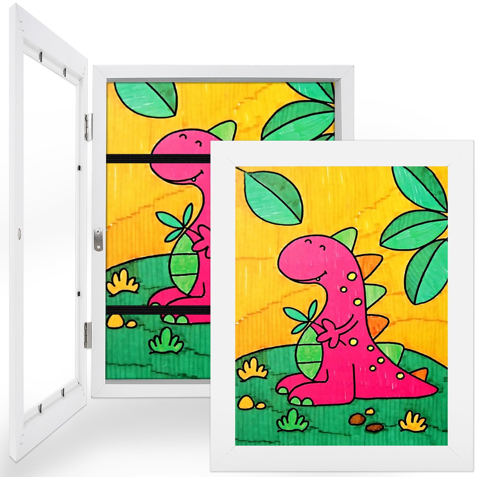 Consevisen Kids Art Frame - Kids Artwork Frames Changeable, 2 Pack 8.5x11 Inch Children Art Projects Picture Frame Front Opening Holds 150 Pcs for Wall Display Kids Drawing Photo Craft, with Storage