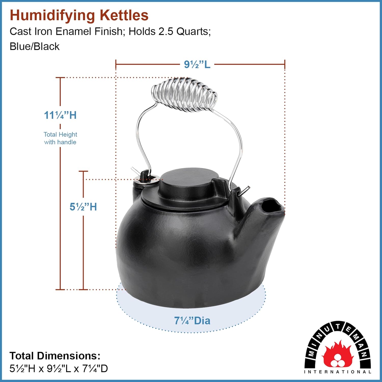 Blue-Black Enameled Humidifying Kettle