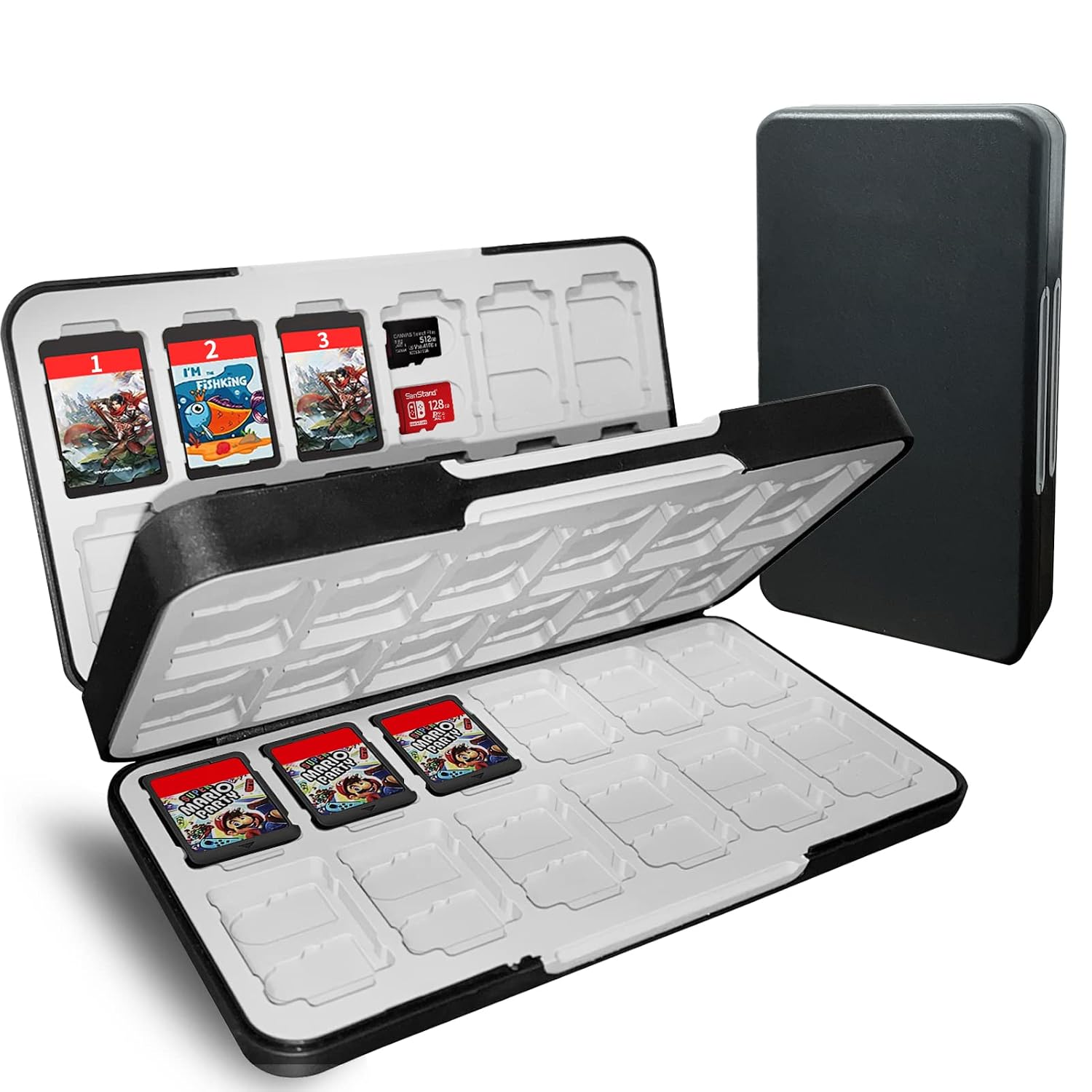 Switch Game Case with 48 for Nintendo Game Card Slots and 96 Micro SD Card Slots Game Holder Compatible Micro SD Card Slots Compact Switch Cartridge Case Compact & Portable Game Storage Case