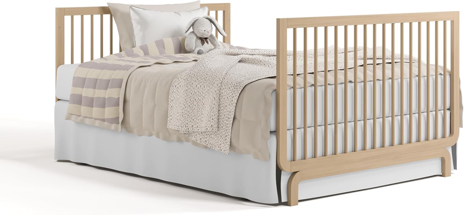 Storkcraft Santorini Deluxe 5-in-1 Convertible Crib with Bonus Toddler Guardrail (Driftwood) – GREENGUARD Gold Certified, Toddler Guardrail Included in Box, Fits Standard Crib Mattress - Image 15
