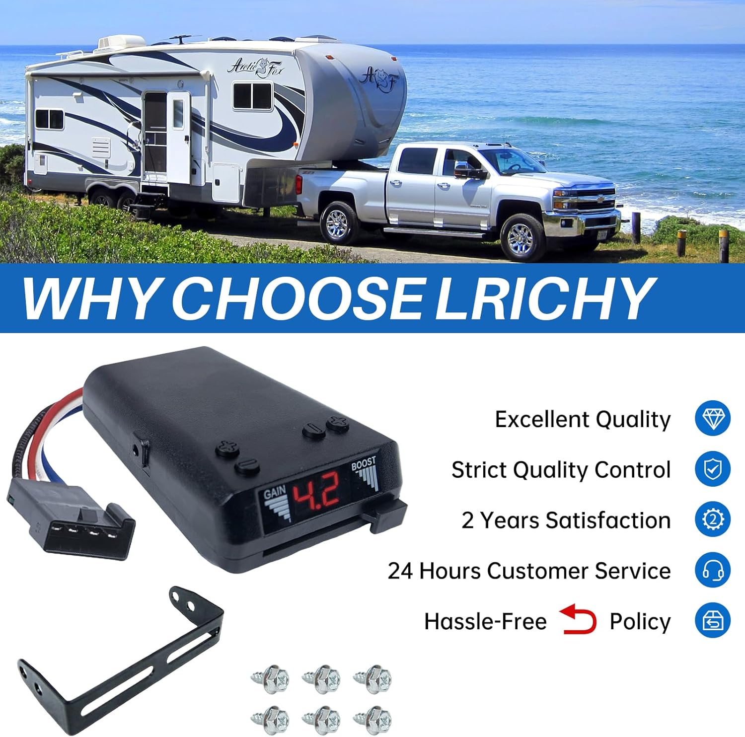 8508211 New Upgrade Proportional Brake Controller for 1-4 Axle Trailers (2/4/6/8 Brakes) - Replaces 8508220 Brake-EVN, Upgraded of 8507111 Time Delay IV-Fits Ford/GM/Chevy/Dodge/RAM/Toyota/Jeep