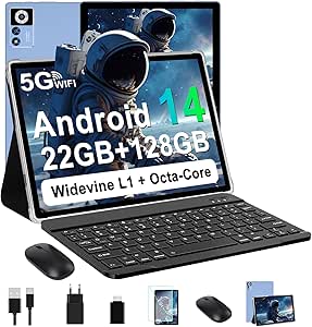 Tablette Android 15 ZIOVO 10 Pouces - 30 Go RAM, 128 Go ROM - Clavier Et Souris Inclus - 5G WiFi, Widevine L1