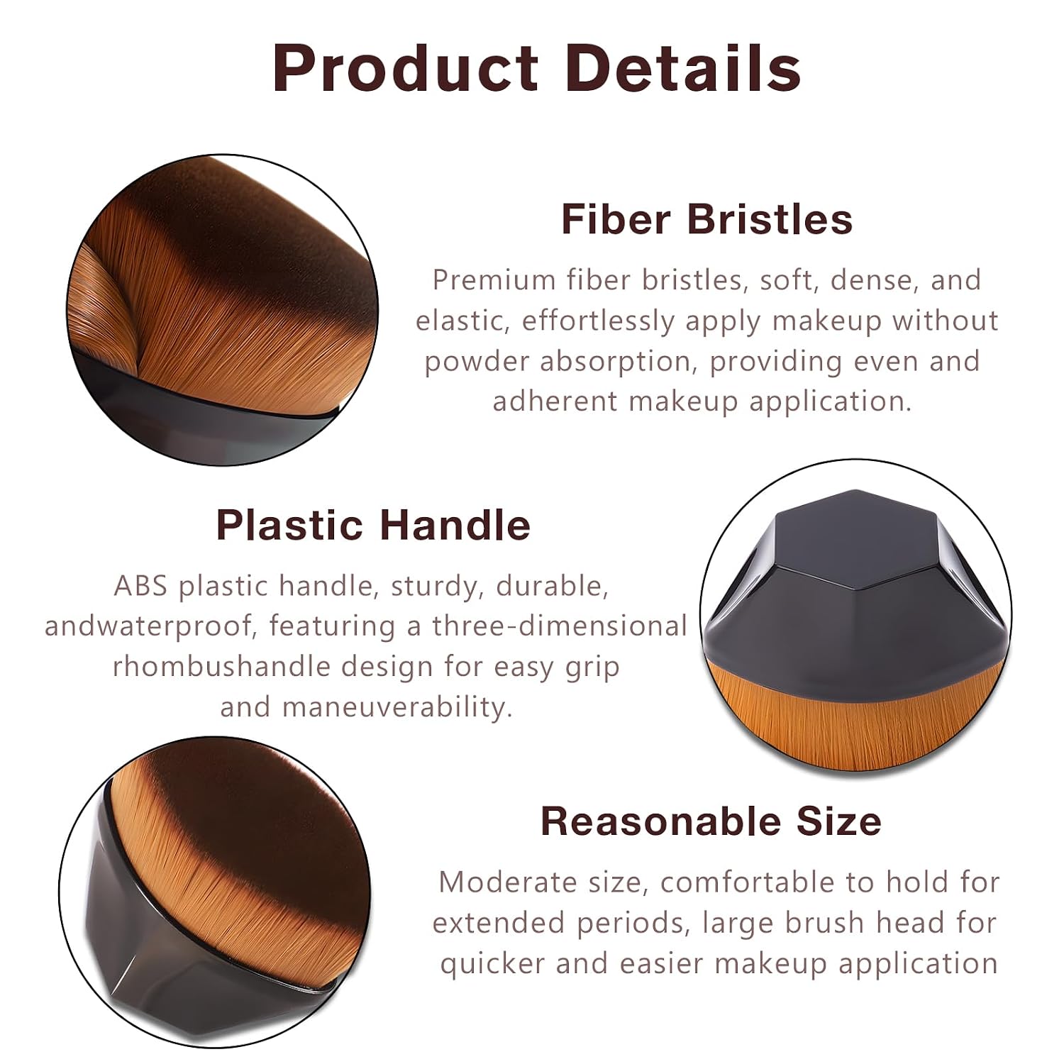 Hexagon Flat Top Kabuki Foundation Brush with Protective Case for Flawless Liquid & Powder Application (Black)