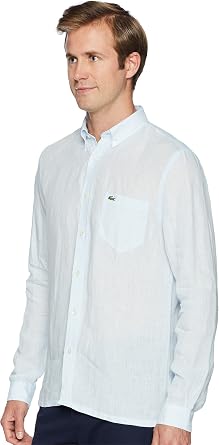 Lacoste Men's Reg Fit Linen Casual Button Down Shirt