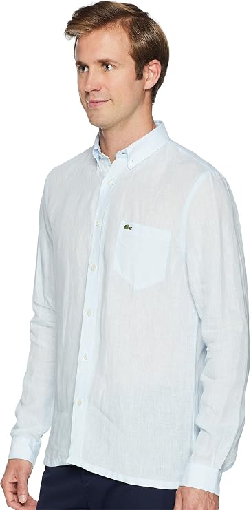 Lacoste Men's Reg Fit Linen Casual Button Down Shirt