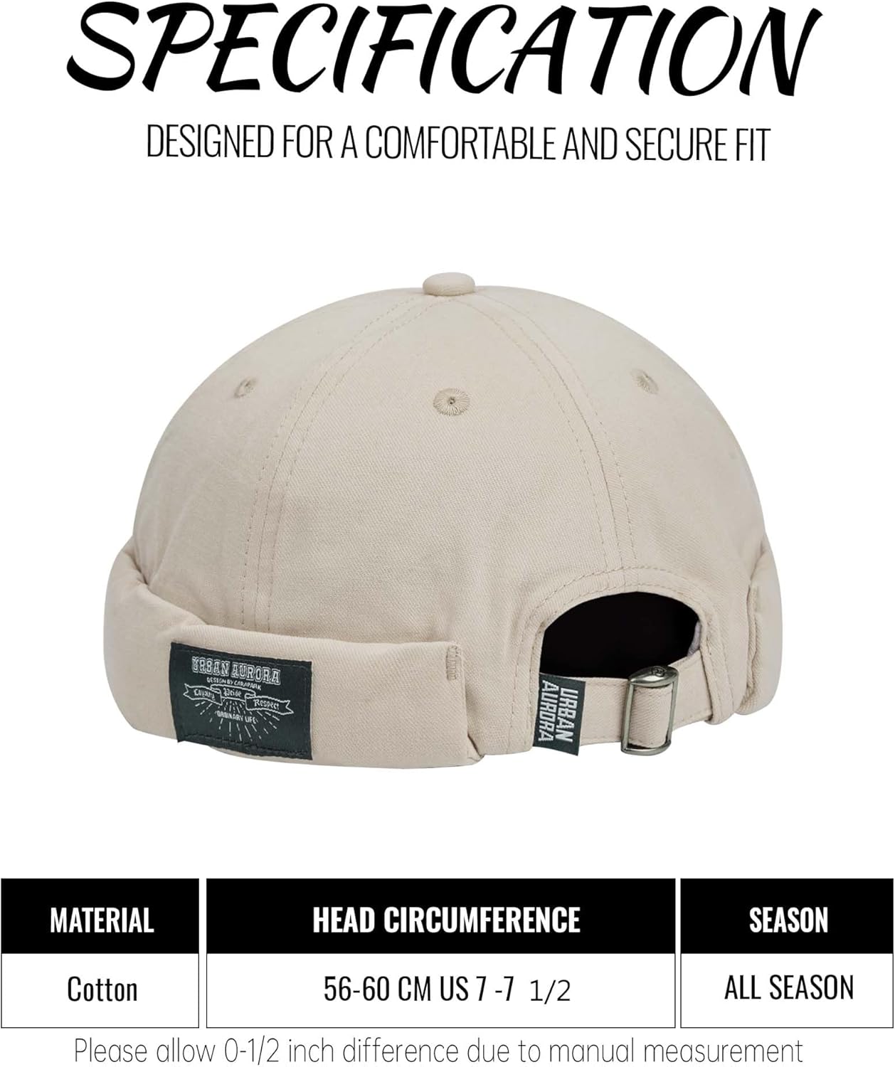 Clakllie Retro Docker Hat for Women Men Cotton No Brim Hat Adjustable Brimless Cap Worker Sailor Cap No Visor Beanie Hat - Image 7