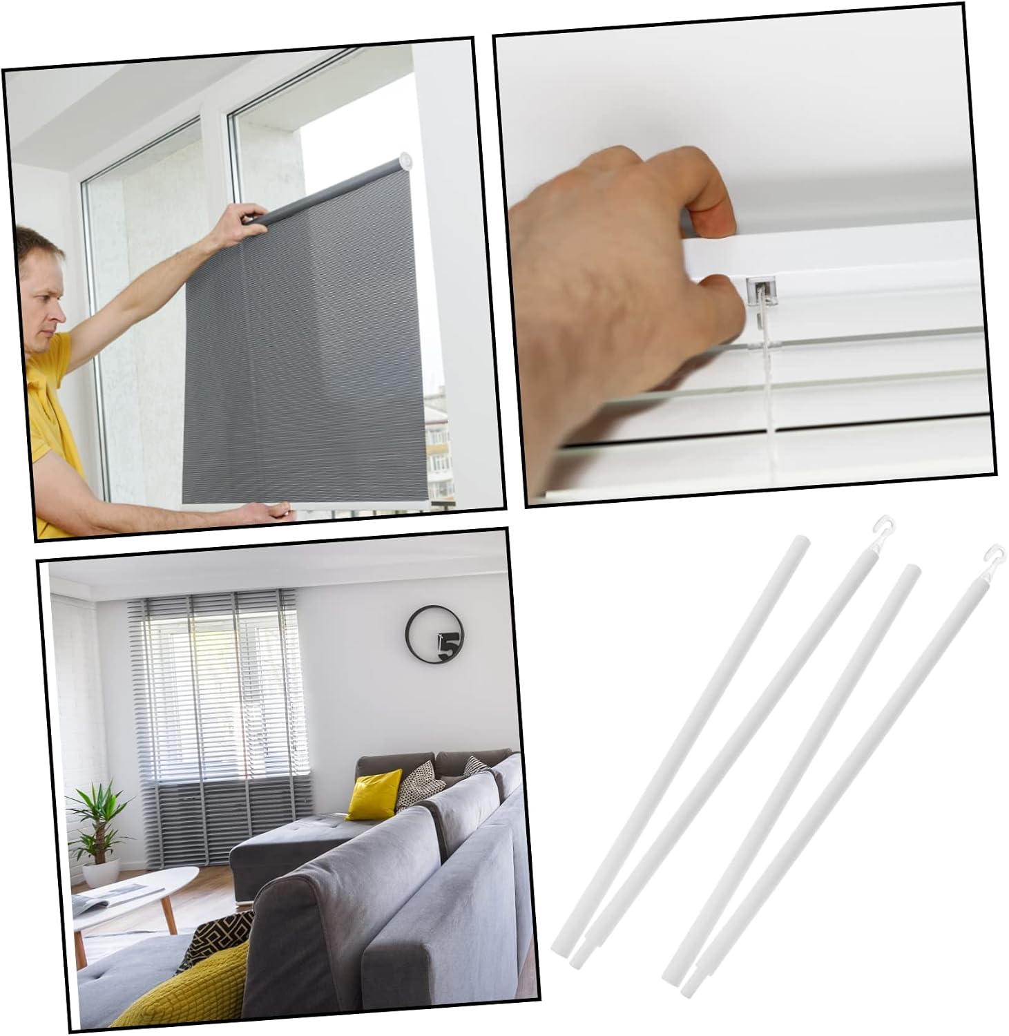 2pcs Modern Blind Tilt Wands Plastic Rods for Window Blinds Curtain Rod Hooks Window Pull Pole