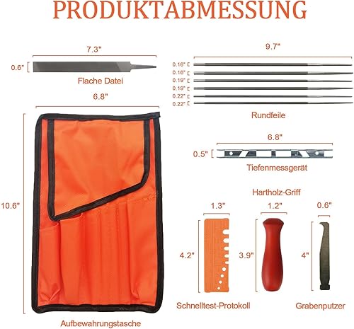 Miniatura 2 de Paquete de 12 limas de motosierra, el kit de archivos de afilador de motosierra incluye 532 pulgadas x 2, 316 pulgadas x 2, 732 pulgadas x 2 limas