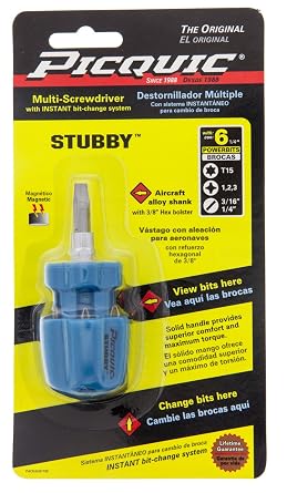Picquic Stubby Multi-bit Screwdriver Colors Vary
