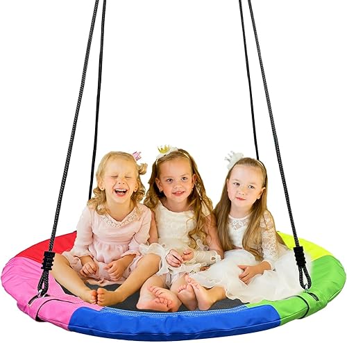 Columpio de árbol, platillo volador de 40 pulgadas para niños, 900D Oxford impermeable, capacidad de peso de 900 libras, con correas ajustables para