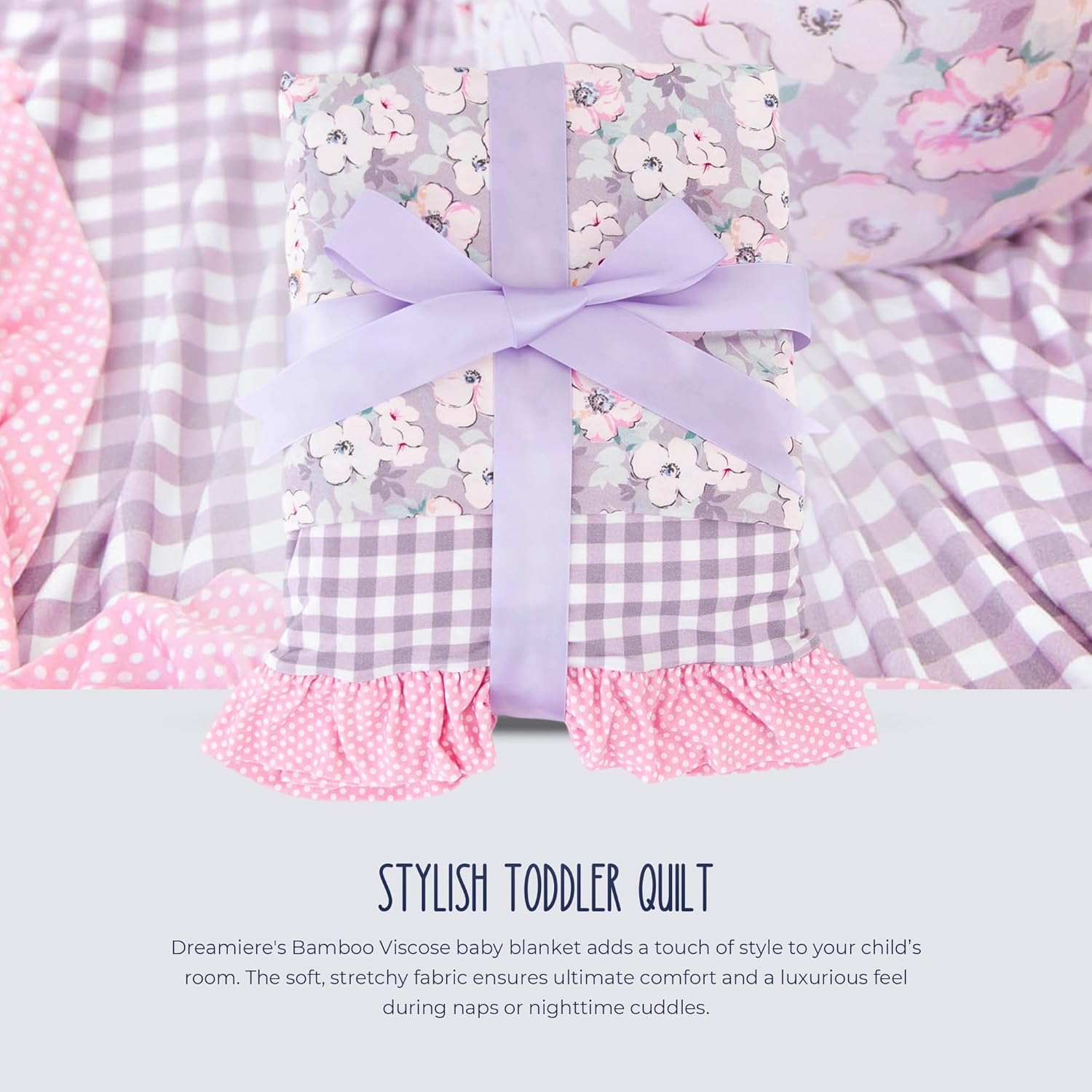 Dreamiere Reversible Toddler Blanket Bloom Baby Bloom - Soft Double-Layer Bamboo Viscose Baby Blanket, Hypoallergenic & Breathable, 53x53 Kids Throw for Bed, Stroller & Travel, Year-Round Baby Bedding