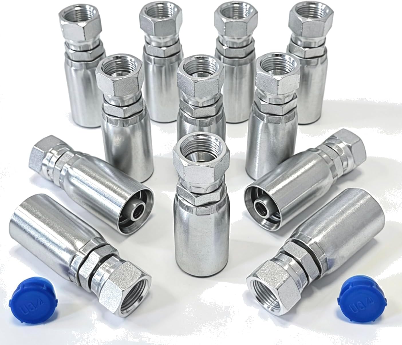 12 PK Hydraulic Hose Fittings 1/2" Hose x 1/2" JIC 37° Female Swivel Crimp Fitting With Protection Cover Carbon Steel Hydraulic Line Coupler