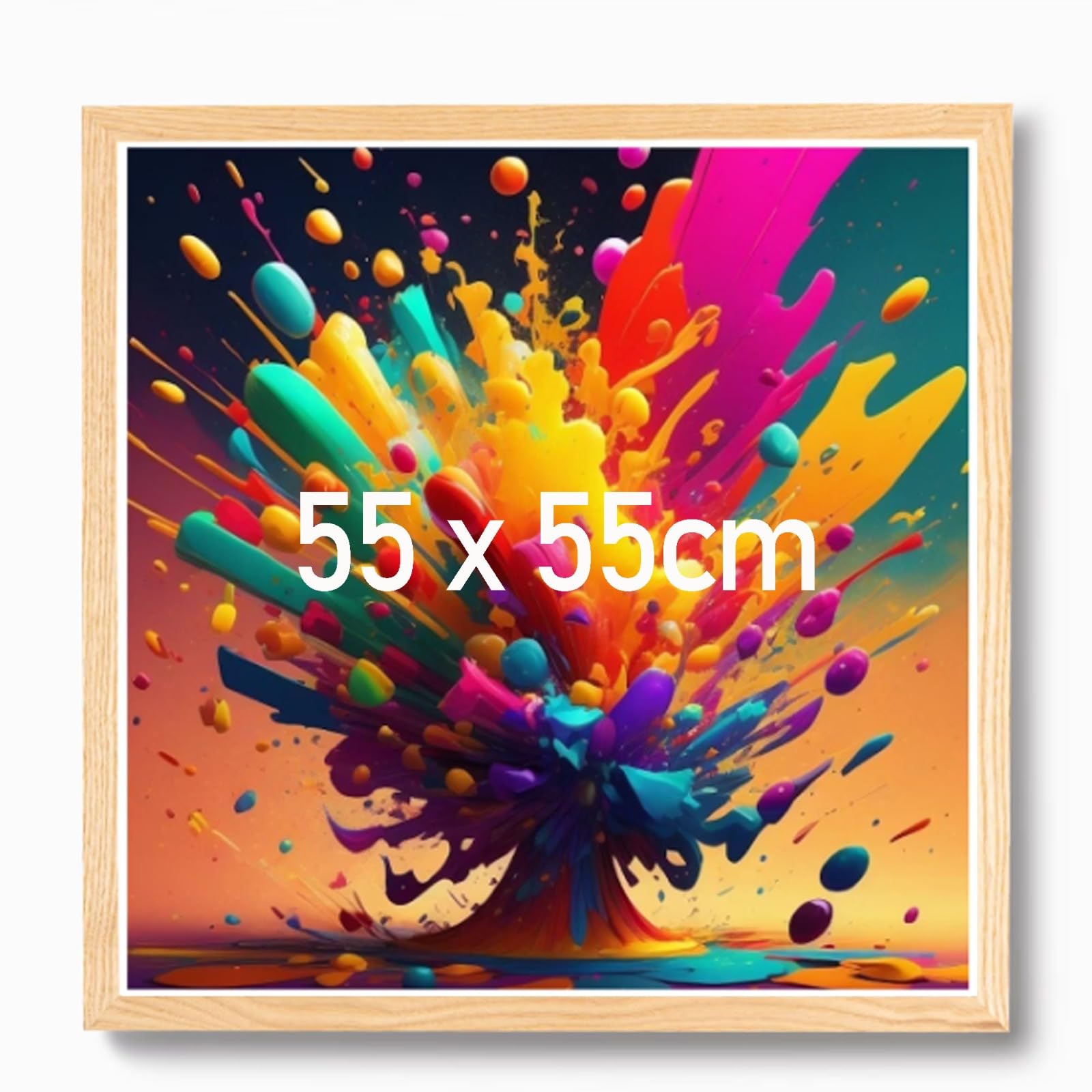 55x55cm Picture Frame Oak Square Photo Frame Durable Acrylic Glass Photos Pictures Frame Wall Mounted Decorative Frame 55x55cm