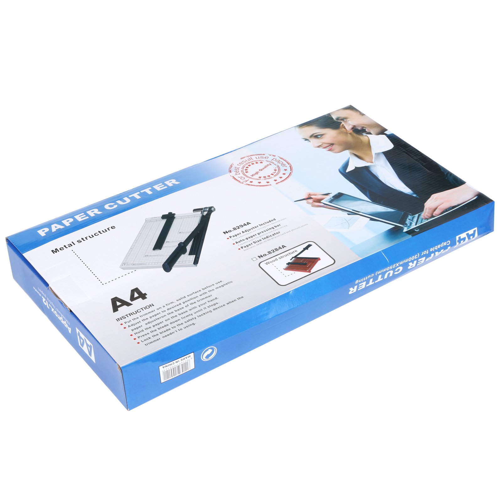 Taglierina di carta A3 B4 A4, formato A4, 32,5 x 25 x 3 cm, sicurezza salvaguardare, base in metallo, nero (A4)