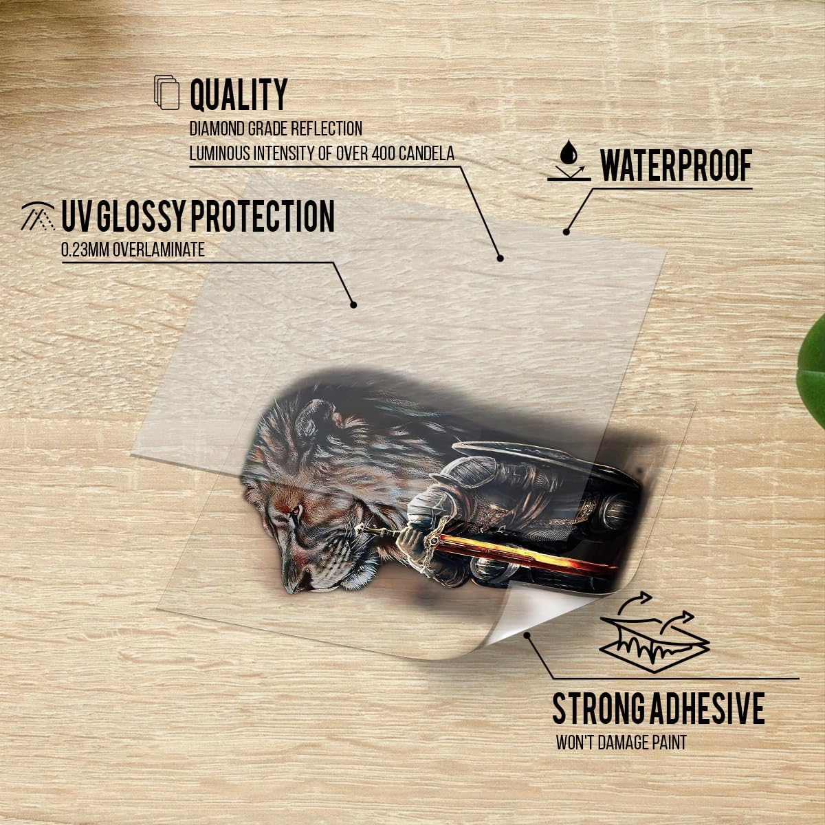 Premium Jesus Car Decal – Lion of Judah with Fighter Warrior Design – Durable & Waterproof Christian Vinyl Sticker for Car, Truck, Window, Laptop, Bumper – 5.88 x 4.68 Inches - Image 2