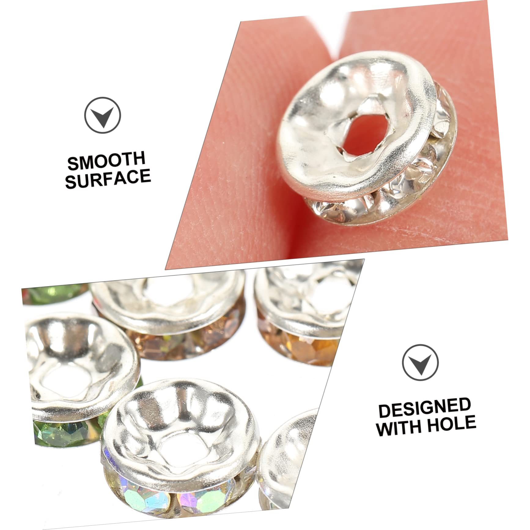 ARTIBETTER 3 Sätze Bunte Spacer Beads Diy Schmuckperlen Mit Kristallverzierung Runde Zwischenperlen Für Armband Halskette Ohrring Basteln Zubehör Für Schmuckherstellung 300 Stück * 3