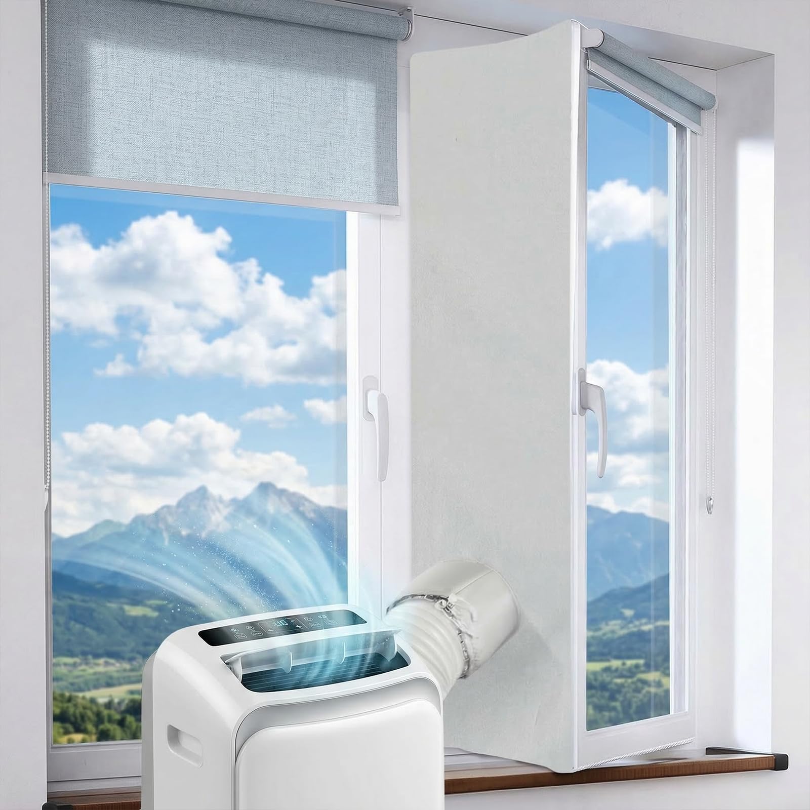 Guarnizione Finestra per Condizionatore Mobili, 400cm Guarnizione Universale per Condizionatore Portatile Kit Finestra Hot Air Stop, Window Seal per Asciugatrice (Facile da Installare)
