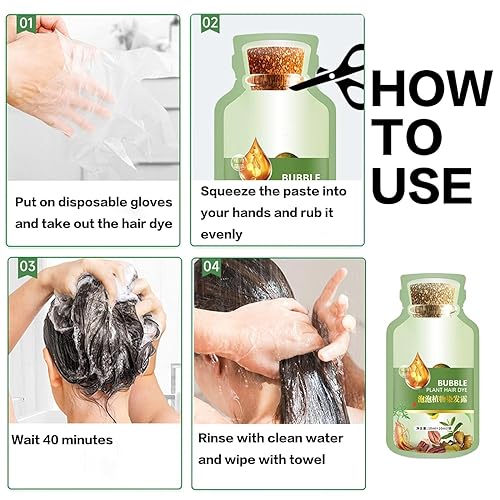 Miniatura 7 de Tinte natural para el cabello, nuevo tinte botánico de burbujas, tinte natural para cabello gris, extracto de planta puro para cabello gris, tinte
