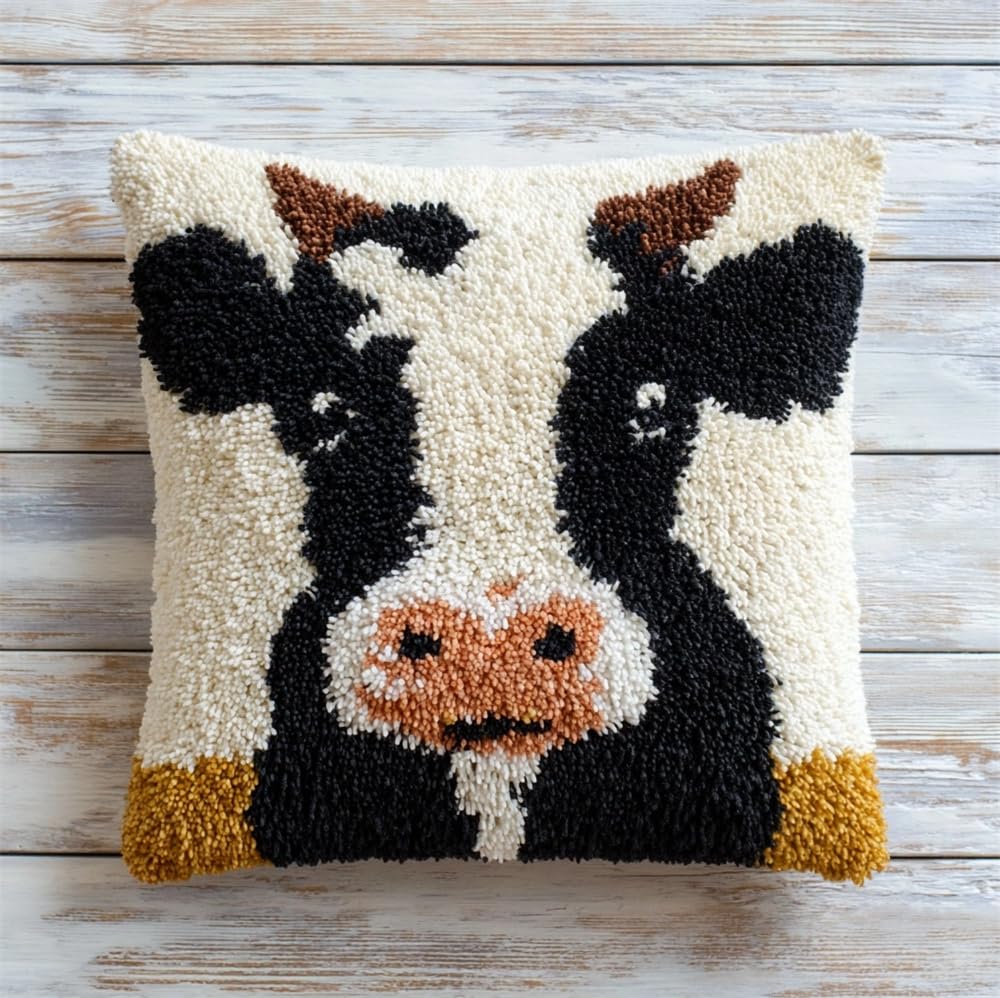 kitphoenix DIY Latch Hook Kit Cow in A Pen