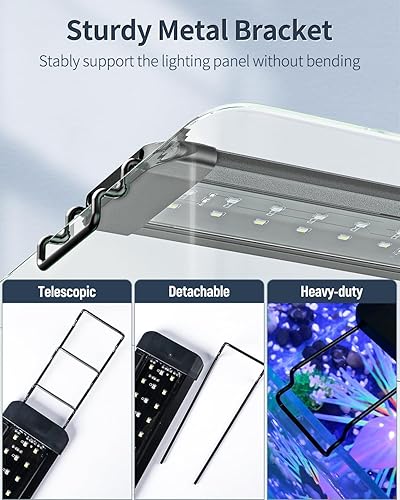 Miniatura 7 de Pawfly Luz LED de acuario de 6 W para peceras de peces de 6" a 10" Luz de tanque de peces extensible con luces brillantes de espectro completo en