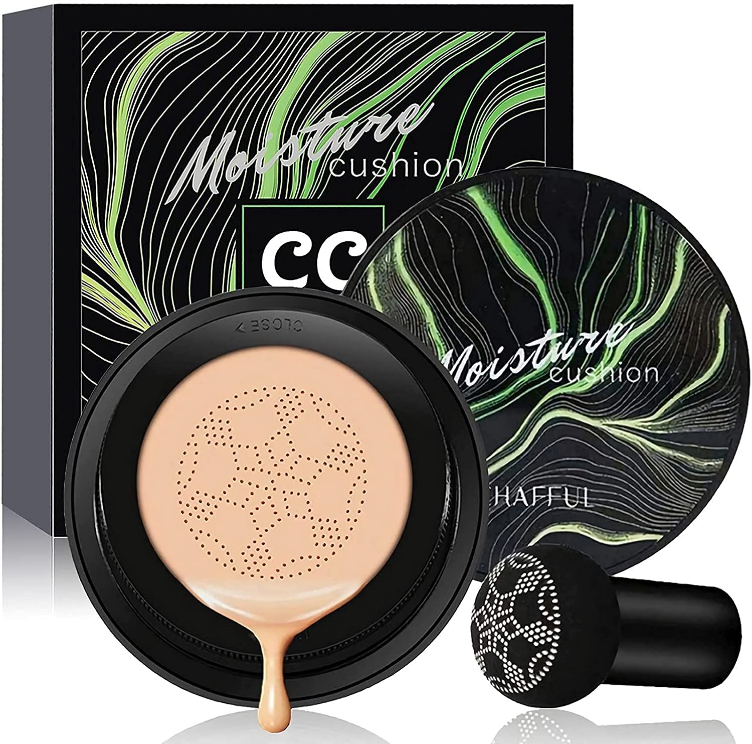 Mushroom Head Air Cushion CC Cream Foundation, Moisturising BB Cream Makeup Long Lasting Matte Concealer (Natural), Silky and Smooth Air Cushion