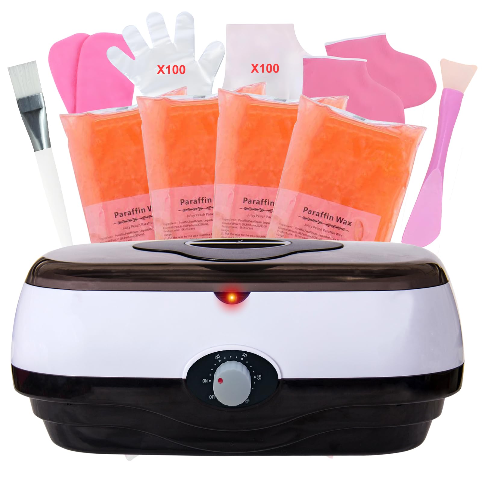 Paraffina per mani e piedi, 5000 ml bagni di paraffina mani e piedi, kit paraffina mani secca e ruvida, con cera di paraffina da 1800 g e accessori, ottimo regalo per spa (Nero)