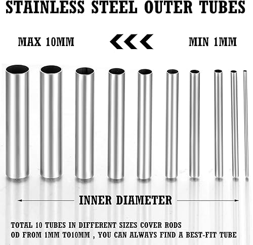 Miniatura 4 de Gejoy Kit de reparación de caña de pescar con varillas de fibra de carbono de 10 tamaños, kit de reparación de caña de pescar, kit de construcción